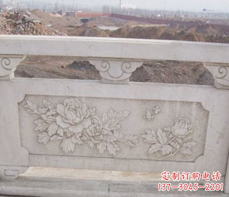 信阳牡丹花浮雕石栏板景观雕塑