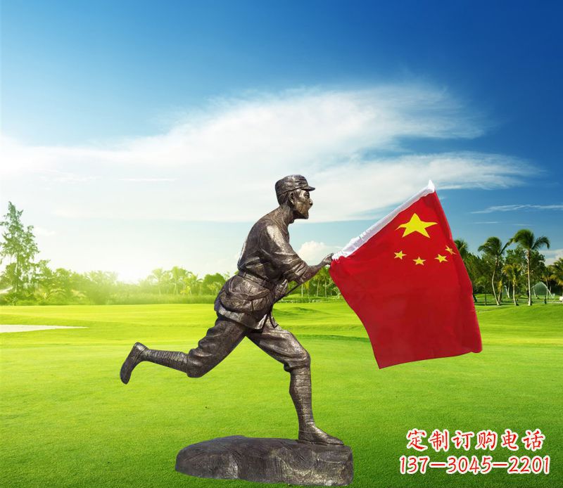 信阳精美国旗铜雕