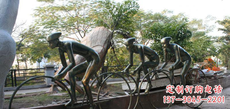信阳精致铜雕自行车景观雕塑