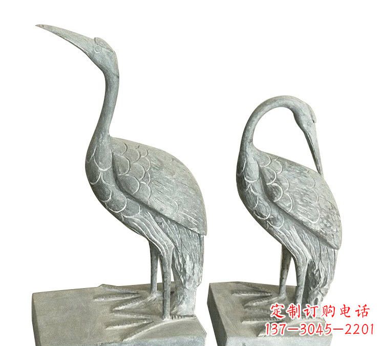 信阳完美纯手工雕刻青石仿古丹顶鹤石雕