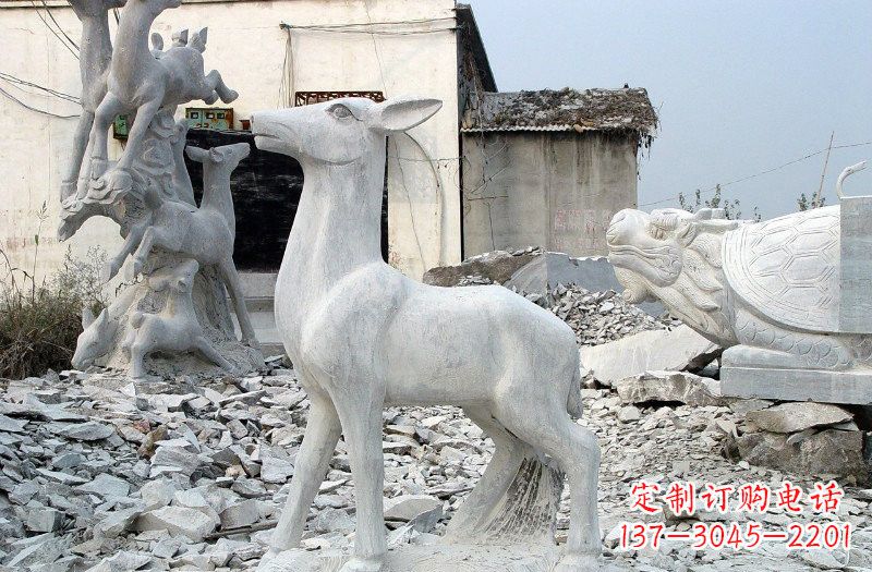 信阳青石仿古小鹿雕塑,精美优雅