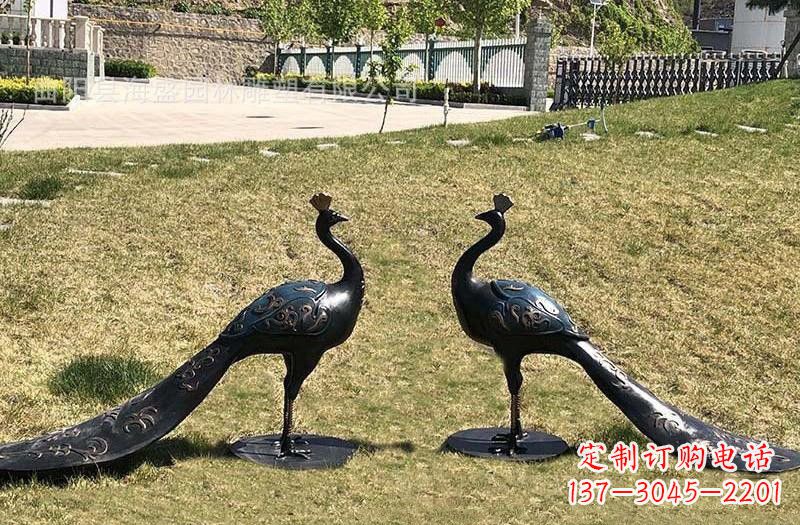 信阳公园青铜孔雀雕塑