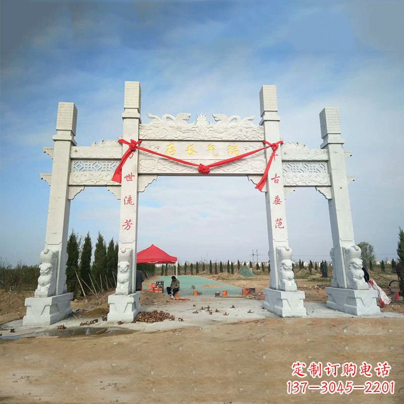 信阳中领雕塑专业定制公园三间四柱牌坊雕塑