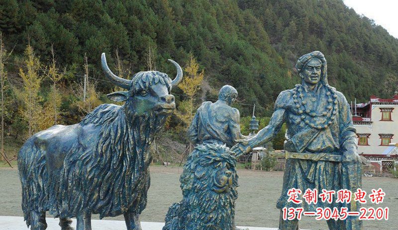 信阳中领雕塑定制牦牛景观铜雕