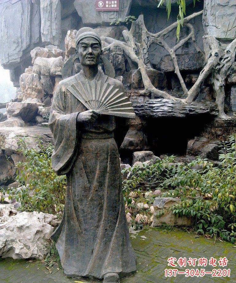 信阳公园诗人杜甫古代人物铜雕