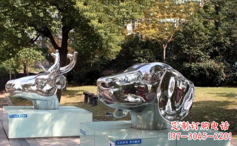 信阳不锈钢十二生肖头像雕塑