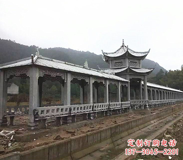 信阳中领雕塑定制精美的公园石雕亭子长廊
