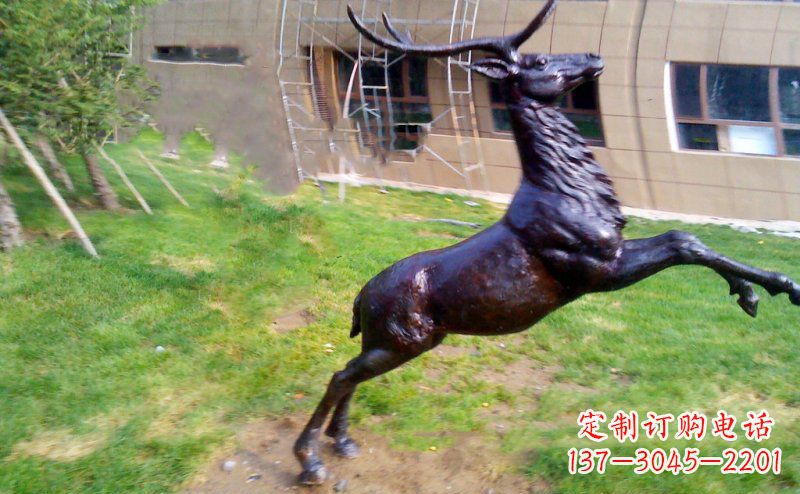 信阳跳跃的鹿动物铜雕