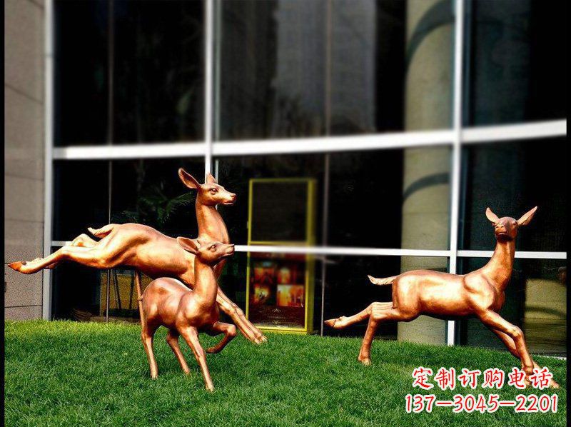 信阳精美青铜动物雕塑——小鹿奔跑