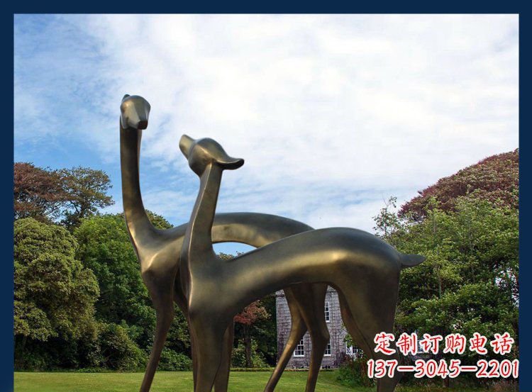 信阳公园铜雕金属小鹿动物雕塑