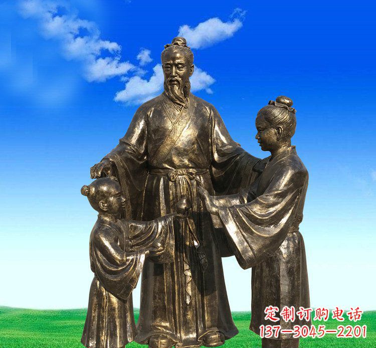 信阳公园铜雕孔融让梨人物雕塑