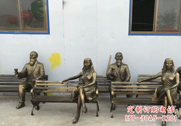 信阳唯美女性铜雕美女长椅