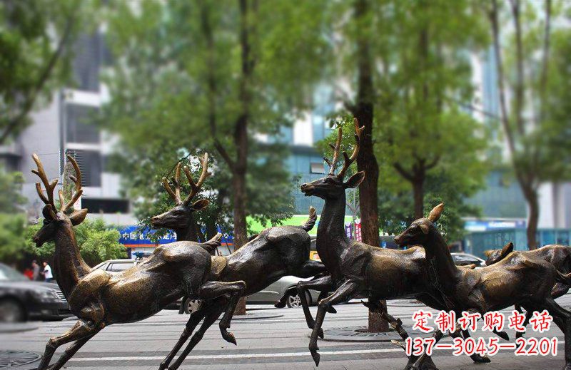 信阳艺术精美的铜雕群鹿动物雕塑