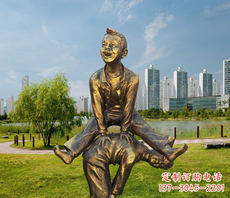 信阳中领雕塑铜质经典跳马蹲人雕塑