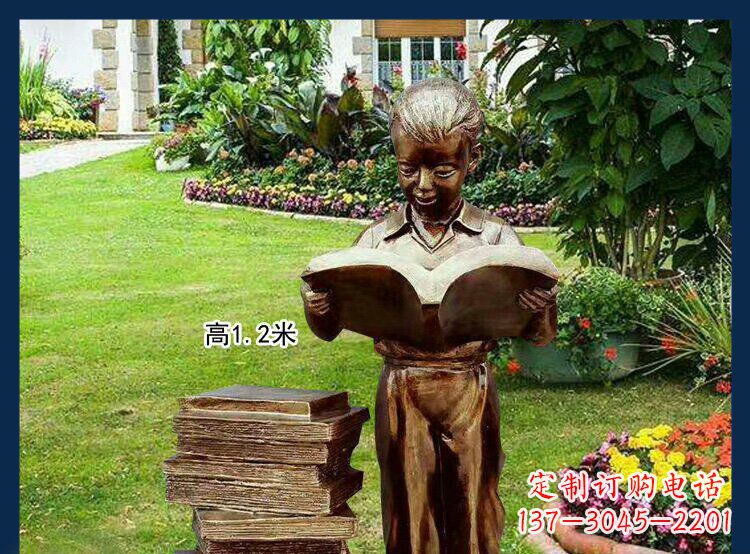 信阳西方美女看书人物铜雕塑