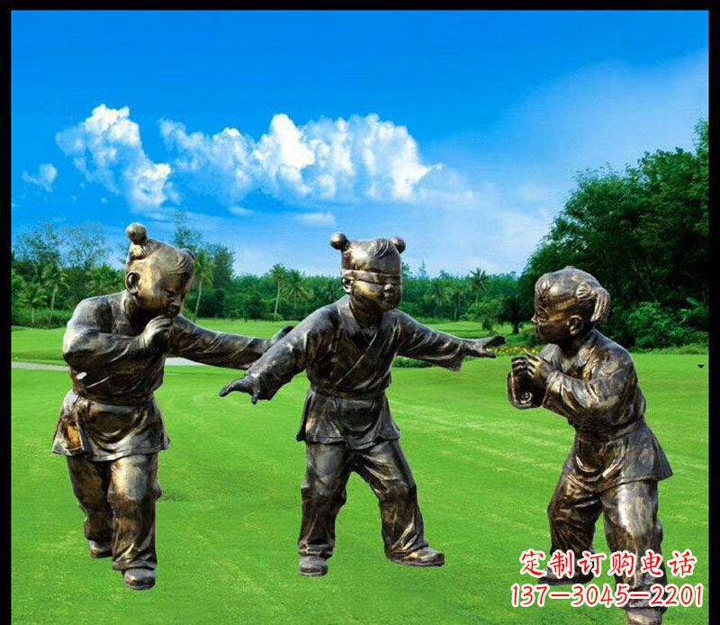 信阳精致的儿童铜雕造型,增添公园乐趣