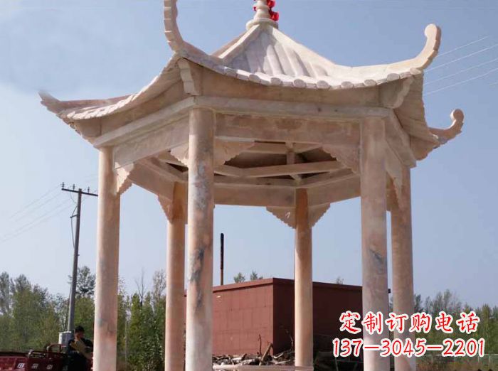 信阳红六角凉亭雕塑