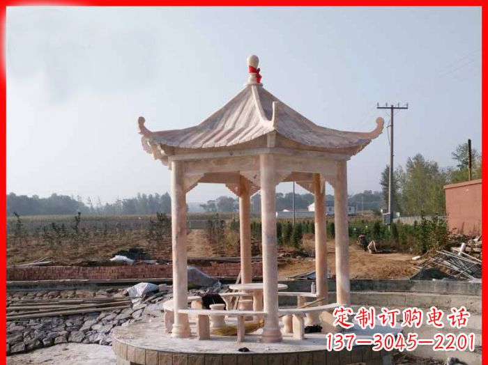 信阳享受晚霞红,迎接舒适凉亭雕塑