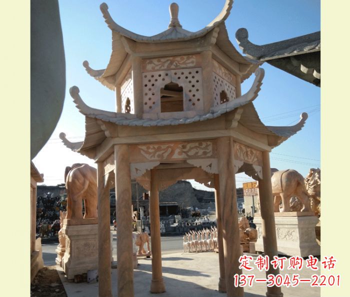 信阳中式双层石雕凉亭
