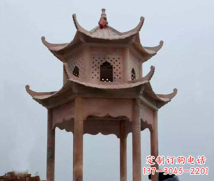 信阳中领雕塑双层六角石雕凉亭