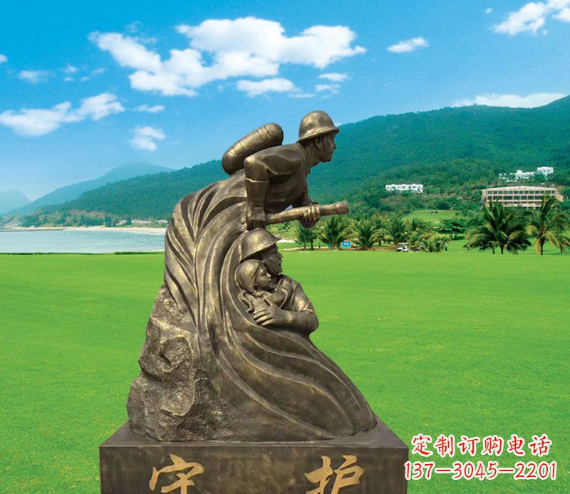 信阳弘扬消防文化的消防员雕塑