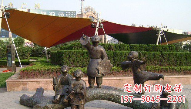 信阳装饰性的小孩放风筝铜雕