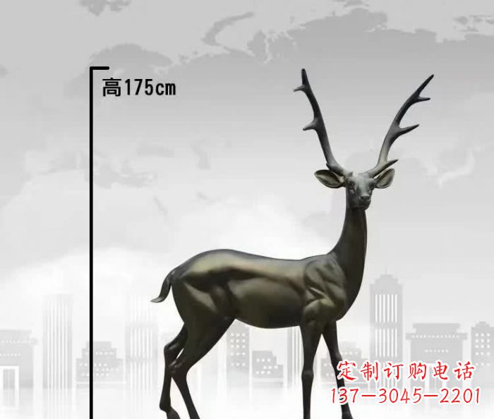 信阳精致优雅的铜制公园小鹿雕塑