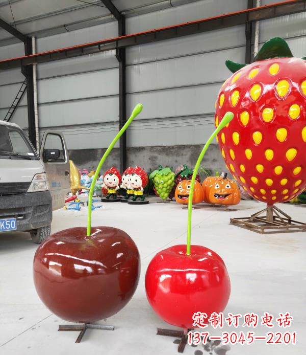 信阳领雕塑玻璃钢仿真樱桃水果雕塑