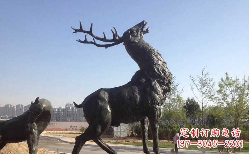 信阳驯鹿精美铜雕