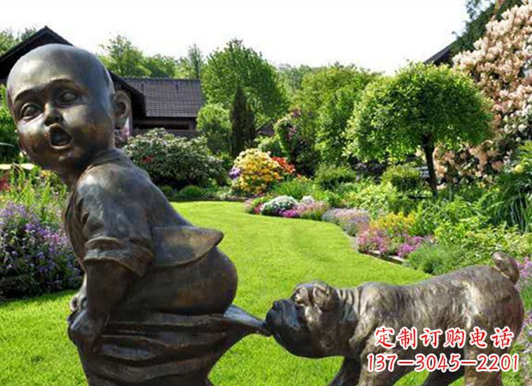 信阳小孩咬小狗大雕塑