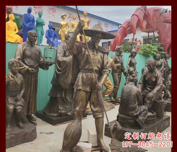 信阳新中式鸬鹚铜雕塑