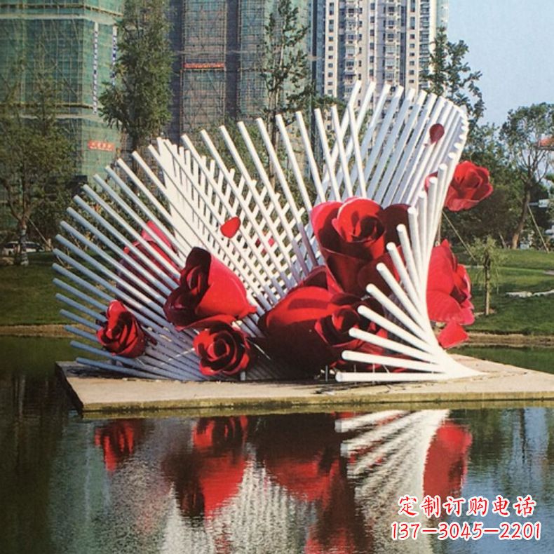 信阳玫瑰之美,不锈钢艺术雕塑