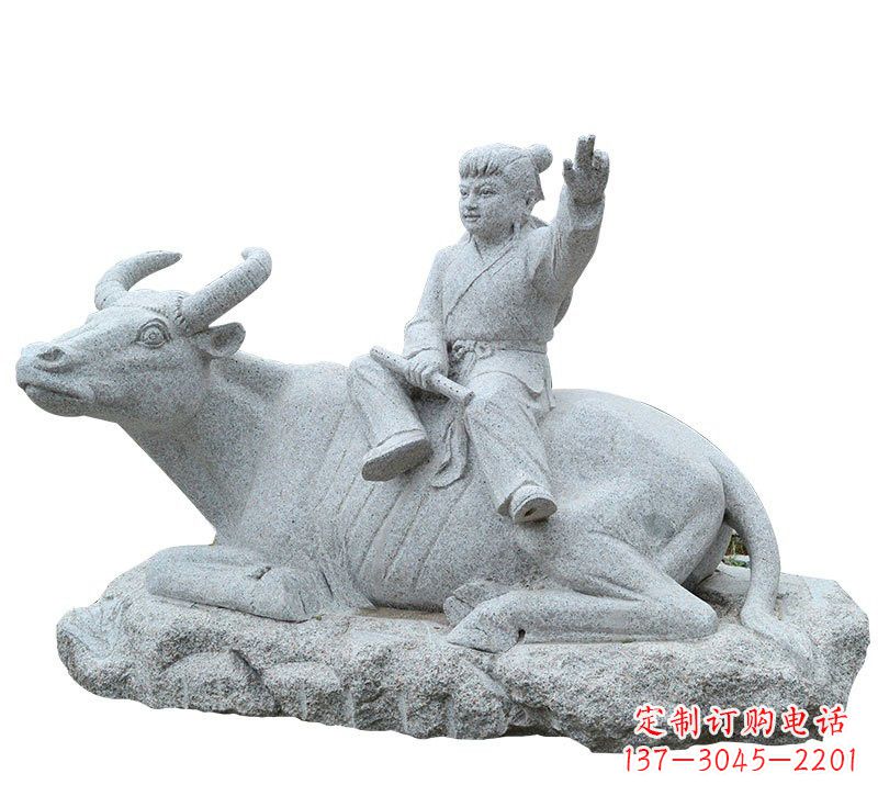 信阳牧童牛石雕塑,实现公园优雅美观
