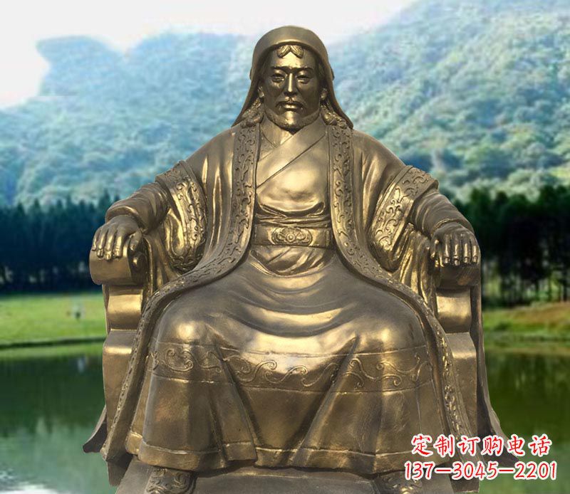 信阳古代名人成吉思汗铜雕2