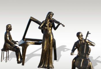 信阳公园景观钢琴拉小提琴人物铜雕