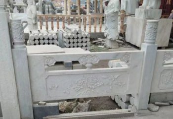 信阳汉白玉牡丹花浮雕石栏板雕塑