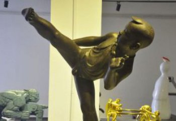 信阳领雕塑男孩练功夫铜雕