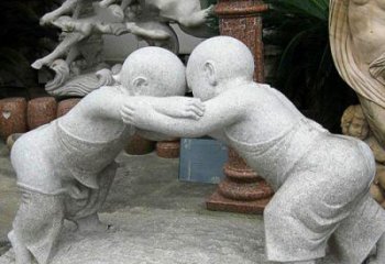 信阳可爱小孩摔跤石雕