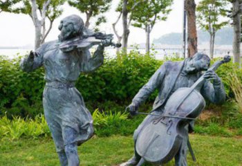 信阳双面演奏大提琴&小提琴铜雕塑