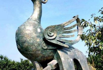 信阳公园园林朱雀铜雕景观雕塑