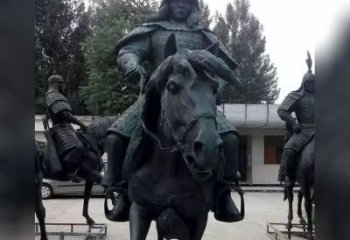 信阳英姿飒爽古代将军骑马铜雕