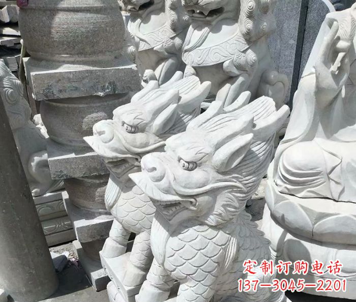 信阳传统工艺,精细做工,古代神兽大理石麒麟石雕高端定制