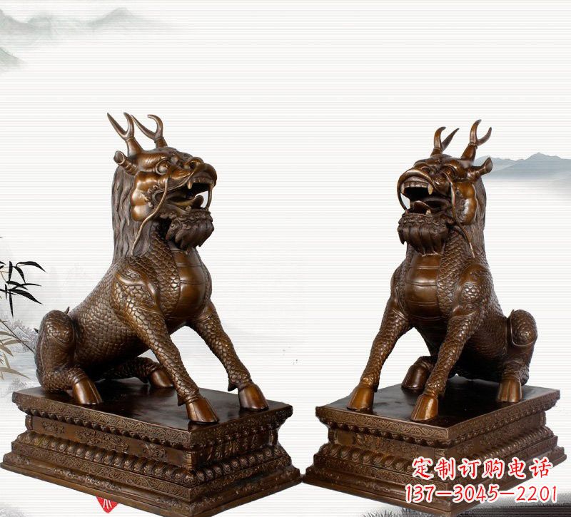 信阳古典神麒麟铜雕,馥玉臻品