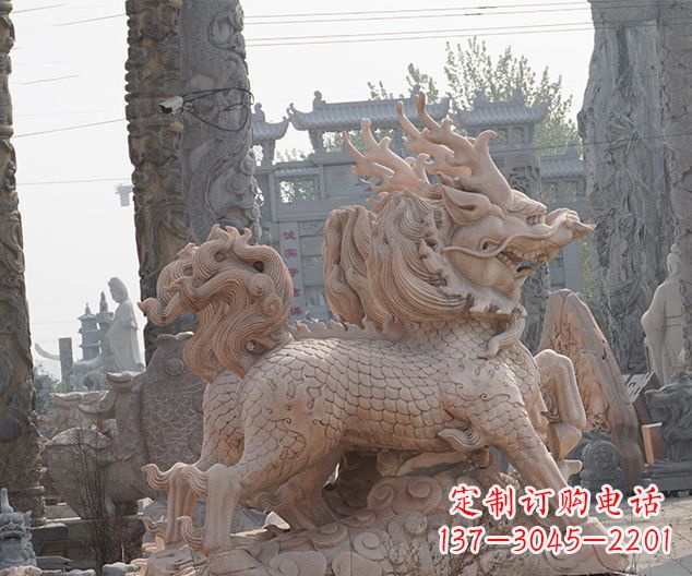 信阳中领雕塑：古典麒麟石雕，美丽传承