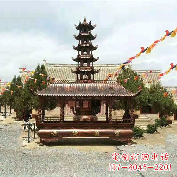 信阳全新古典铜香炉雕龙塑型双耳方形器皿