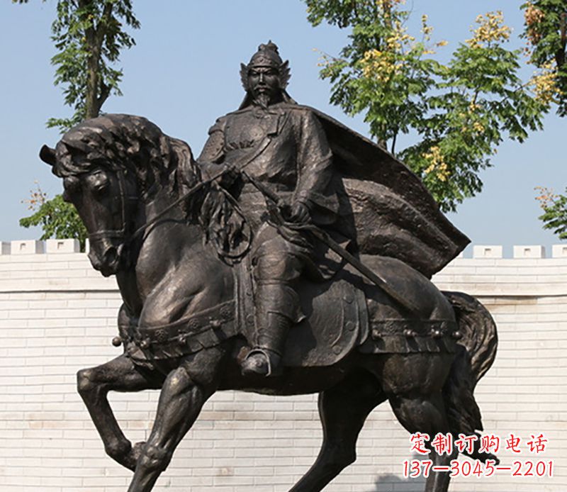 信阳古人将军骑马骑马铜雕