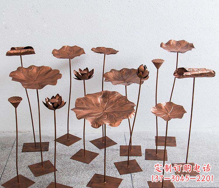 信阳精美古铜色荷花不锈钢雕塑