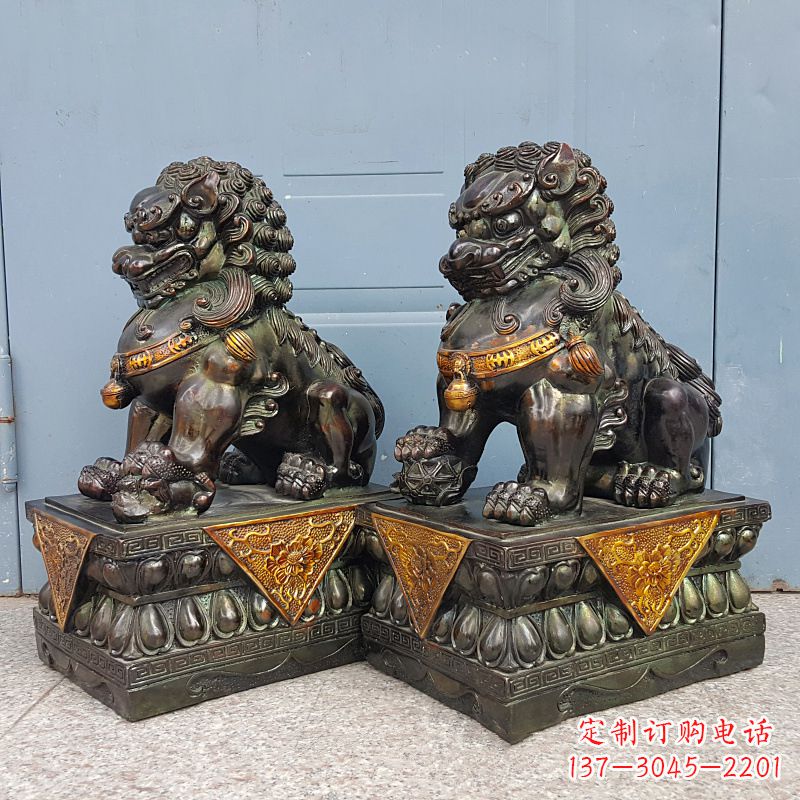 信阳中国传统工艺青铜狮子雕塑