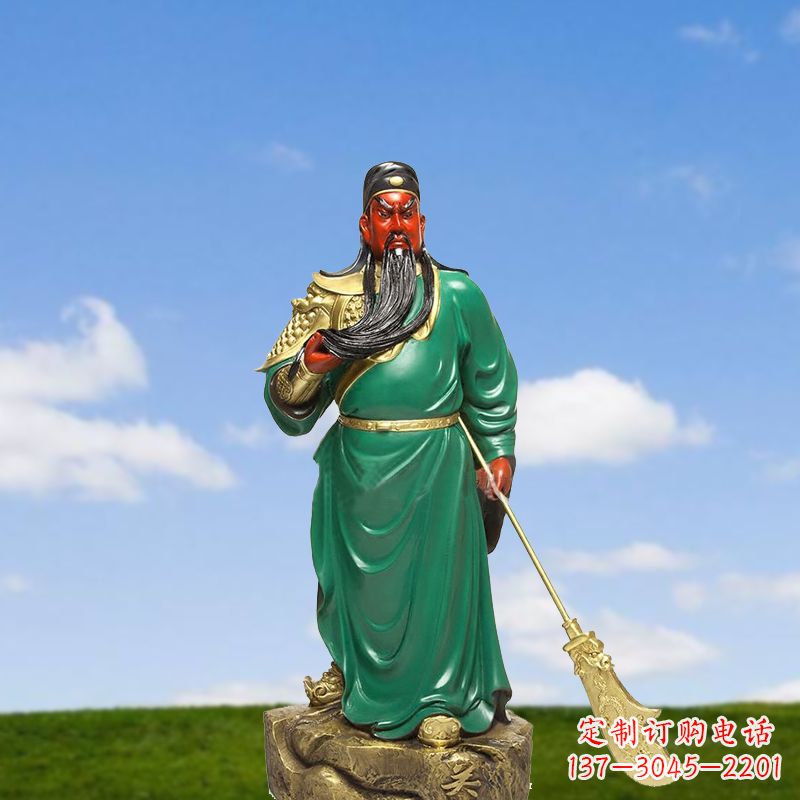 信阳精美彩绘关公雕塑