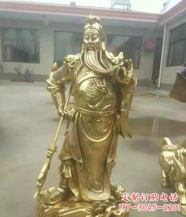 信阳中领雕塑定制关公提刀武财神铜雕